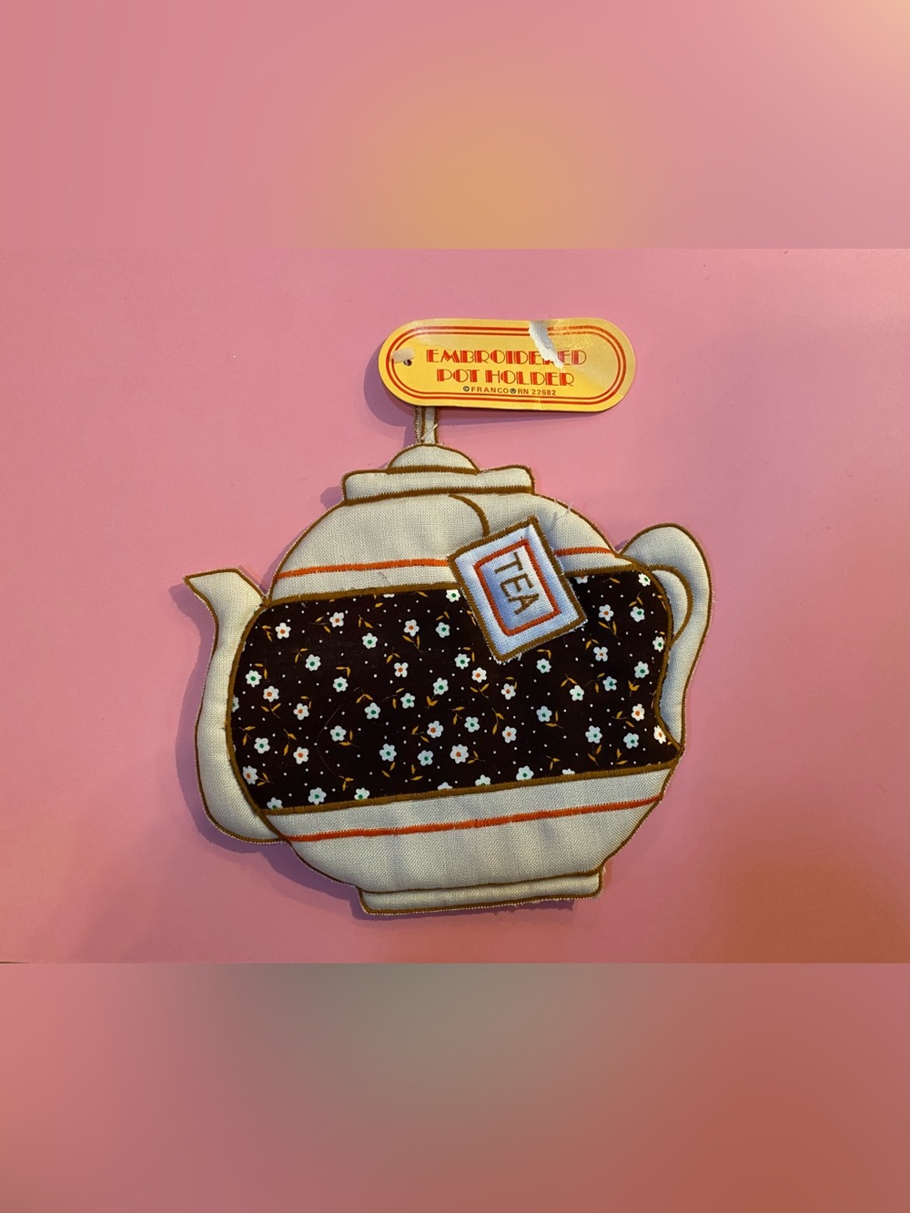 1970s Embroidered Teapot Potholder